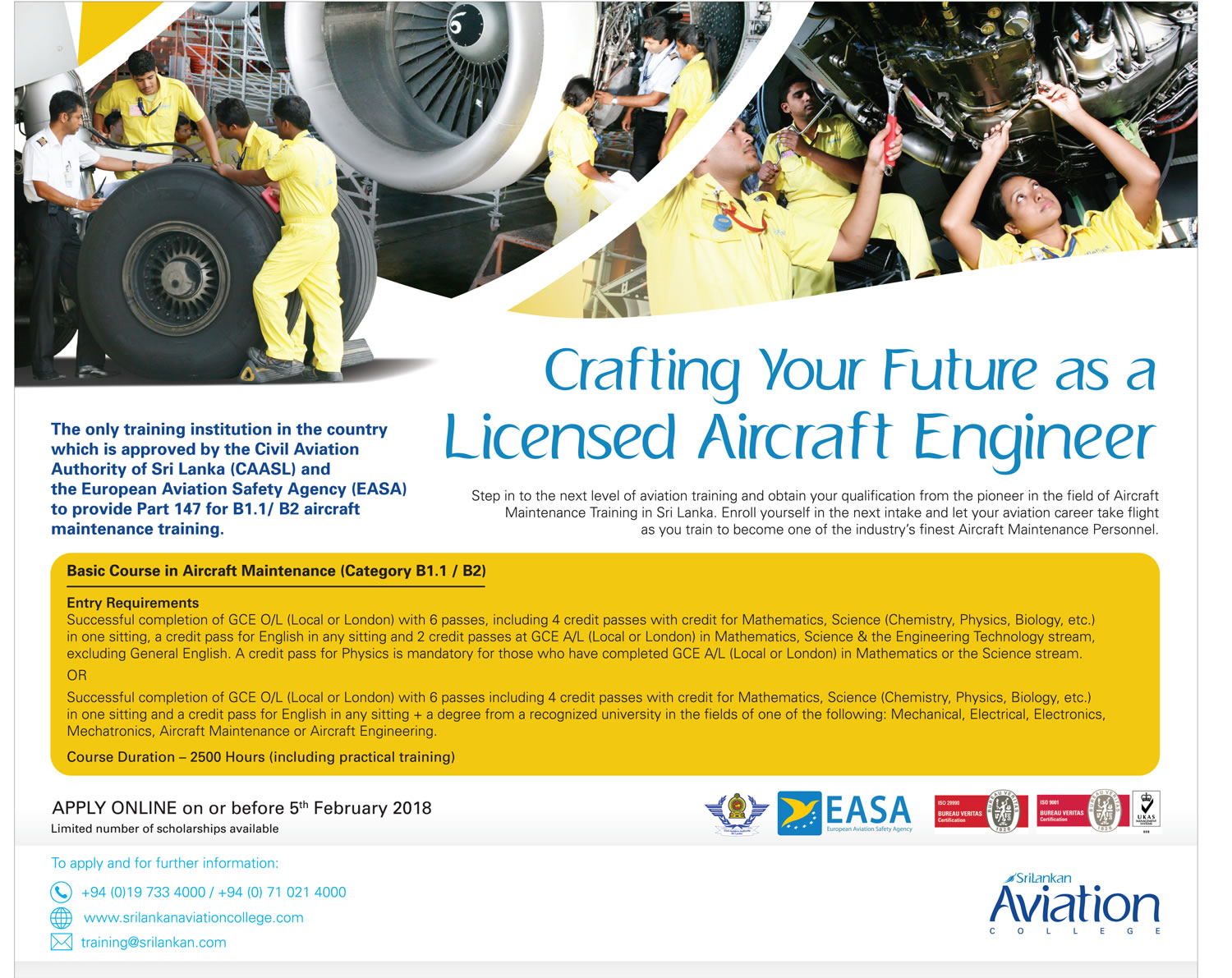 Basic Course in Aircraft Maintenance - SriLankan Aviation College 